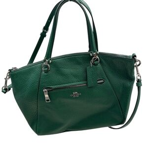 NWT Coach Prairie Satchel handbag shamrock crossbody handbag w/pebbled leather